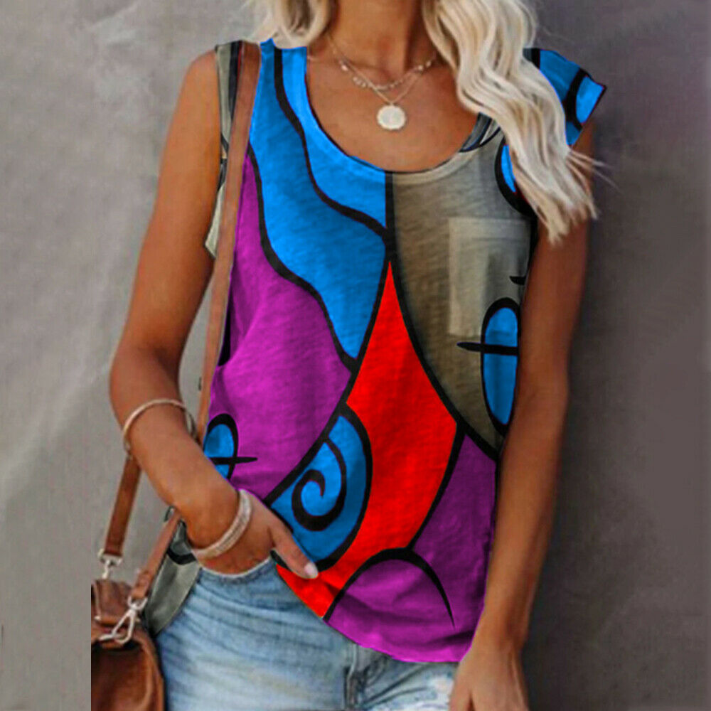 Women's Printed Sleeveless Vest Tank Tops