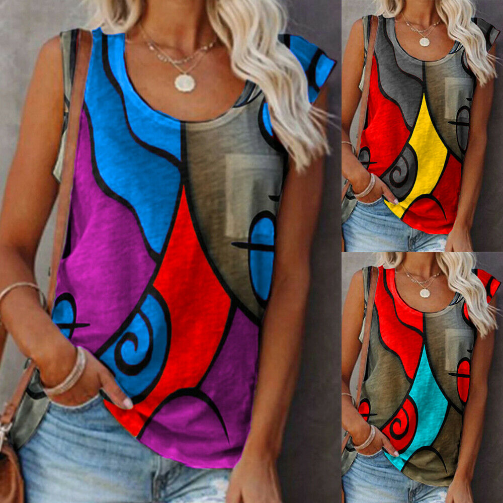 Women's Printed Sleeveless Vest Tank Tops