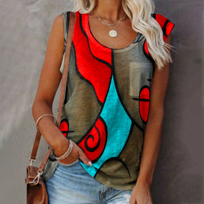 Women's Printed Sleeveless Vest Tank Tops