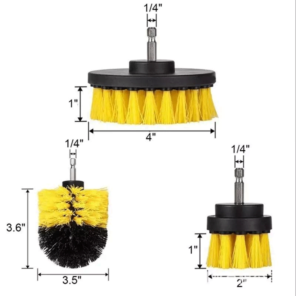 Drill Brushes Set 3pcs Tile Grout Power Scrubber Cleaner