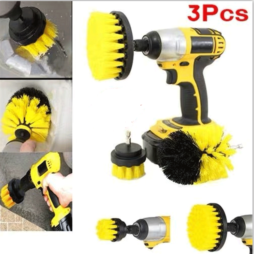 Drill Brushes Set 3pcs Tile Grout Power Scrubber Cleaner