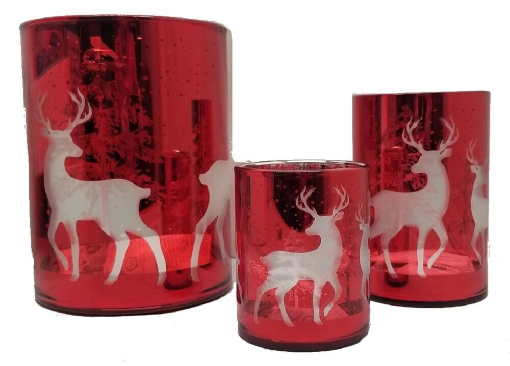 Festive Red Glass Candle Holders