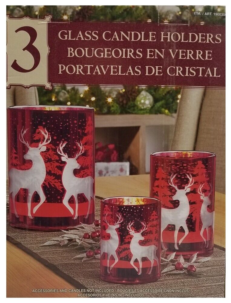 Festive Red Glass Candle Holders