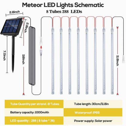 LED Solar Meteor Shower Lights