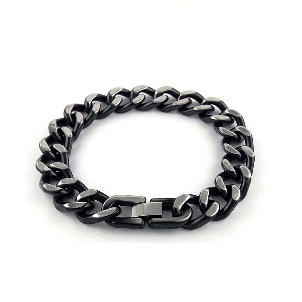 Men's Stainless Steel Black Heavy Bracelet 8.5"