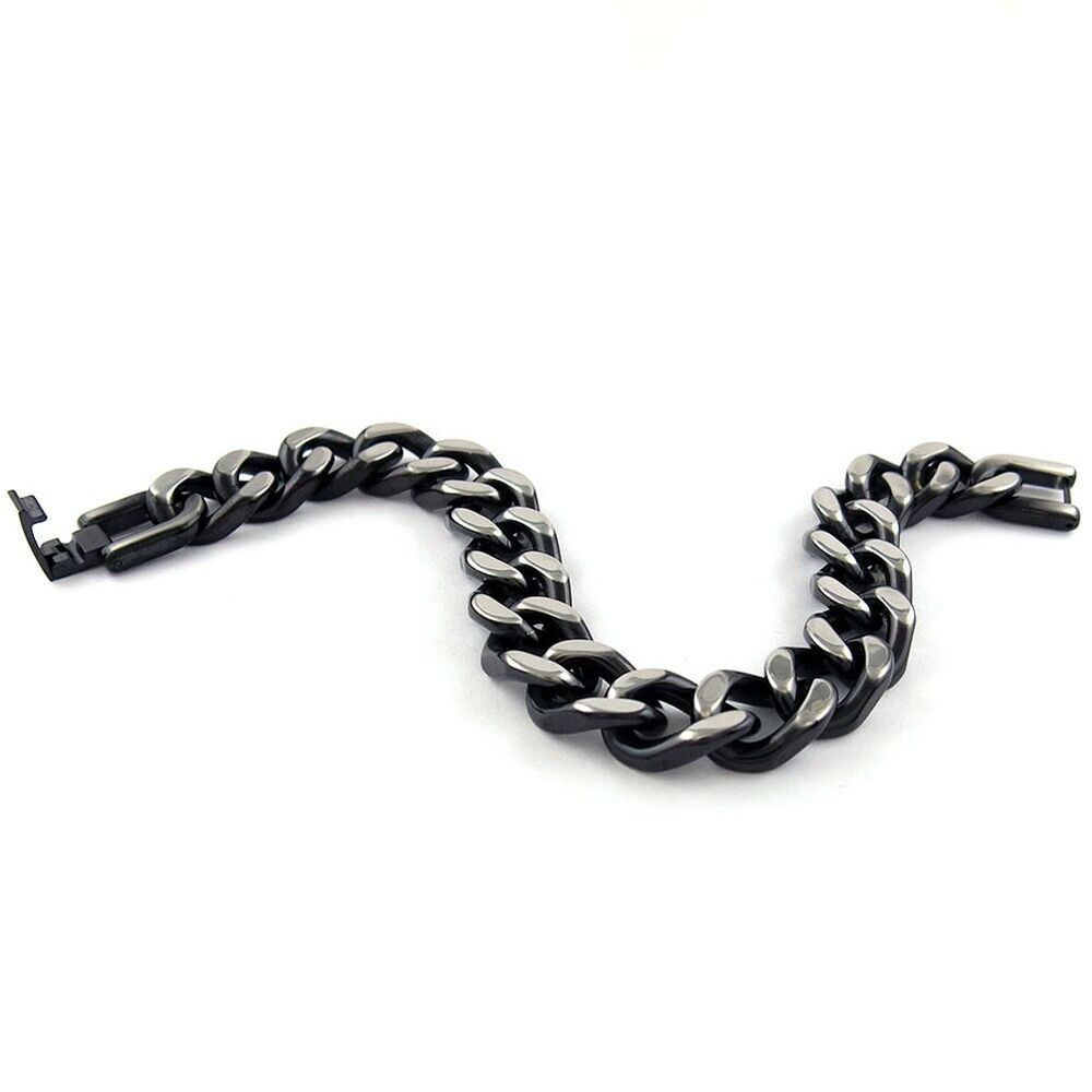 Men's Stainless Steel Black Heavy Bracelet 8.5"