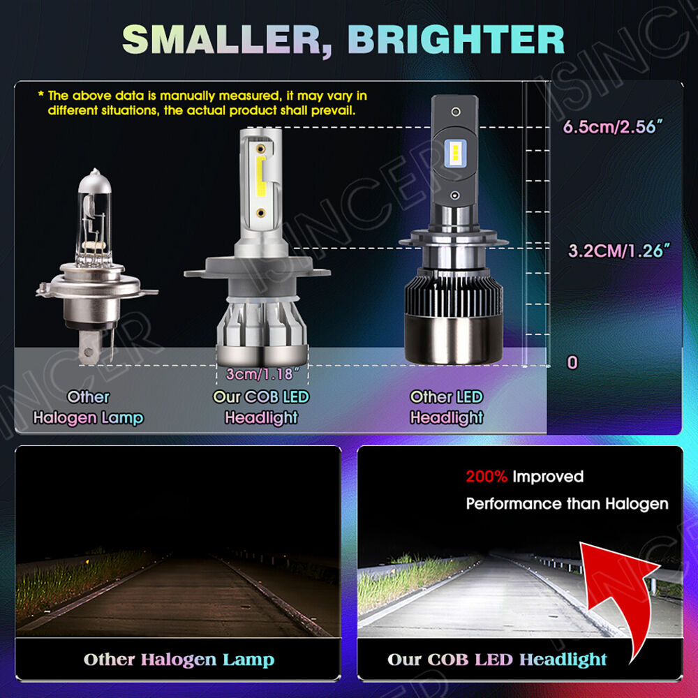 Pair H4 HB2 9003 2400W 330000LM LED Headlight Kit