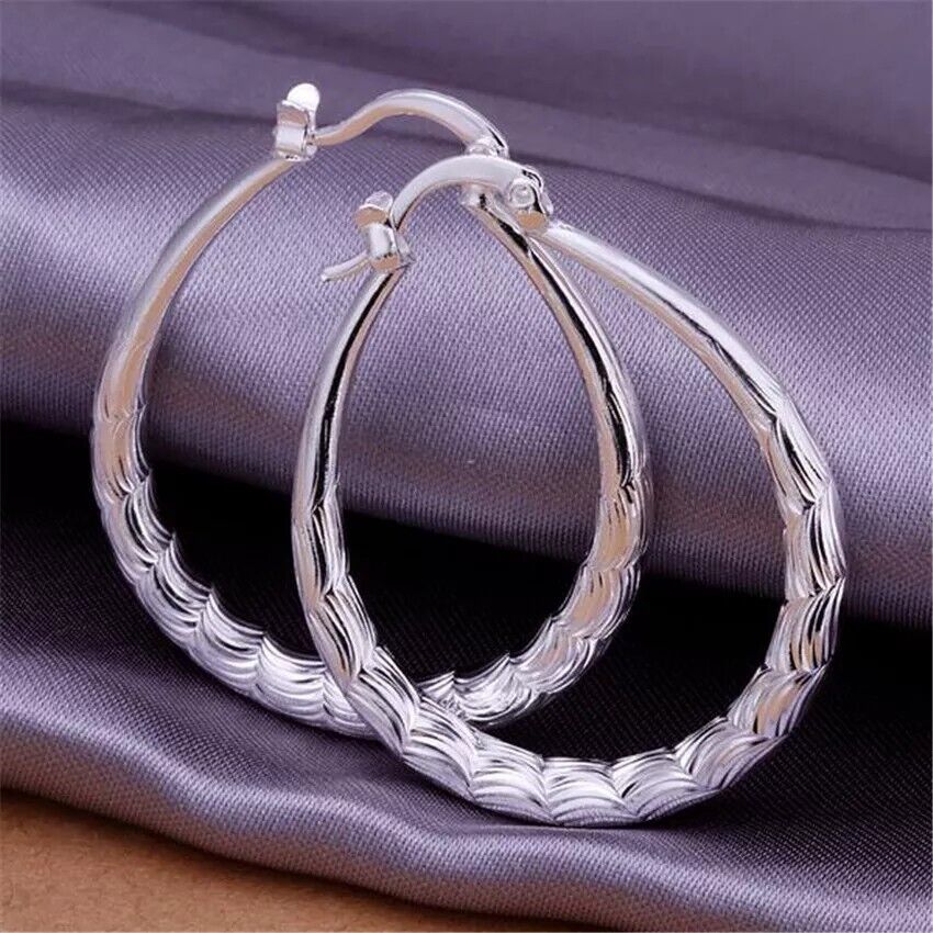 Women's Real 925 Sterling Hoop Earrings