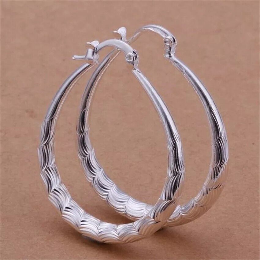 Women's Real 925 Sterling Hoop Earrings