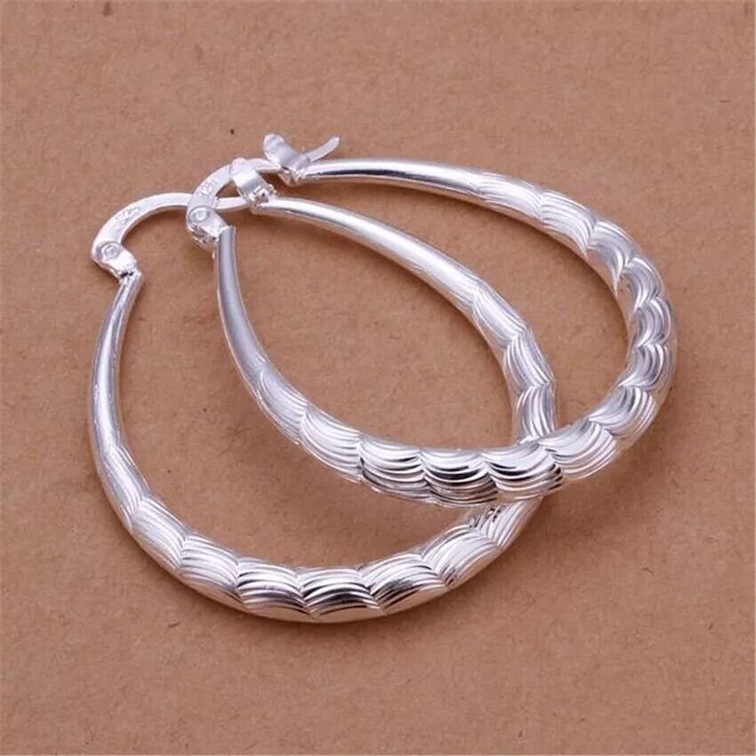 Women's Real 925 Sterling Hoop Earrings