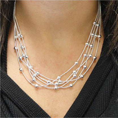 Women's Sterling Ball Bead Necklace Jewelry