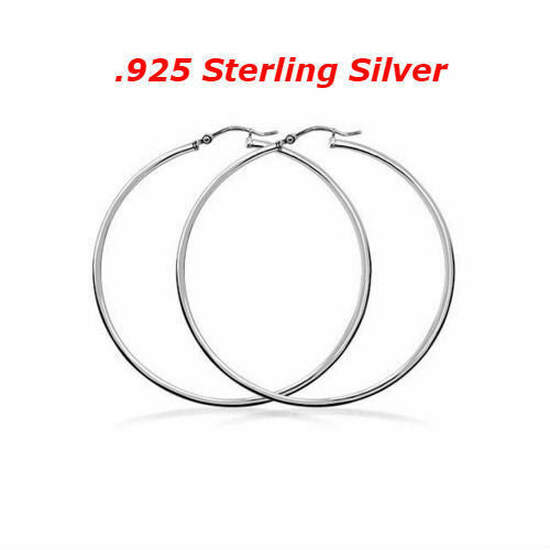 Womens 925 Sterling Silver Hoop Earrings