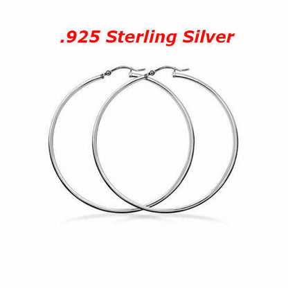 Womens 925 Sterling Silver Hoop Earrings