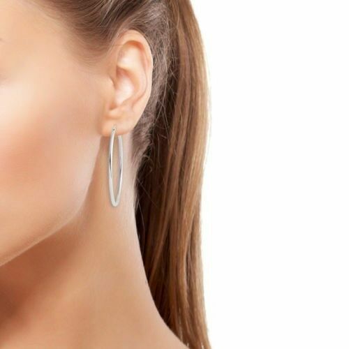 Womens 925 Sterling Silver Hoop Earrings