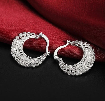 Womens 925 Sterling Silver Earrings 1.1 inch