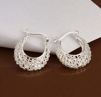 Womens 925 Sterling Silver Earrings 1.1 inch