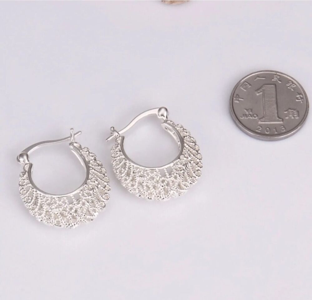 Womens 925 Sterling Silver Earrings 1.1 inch