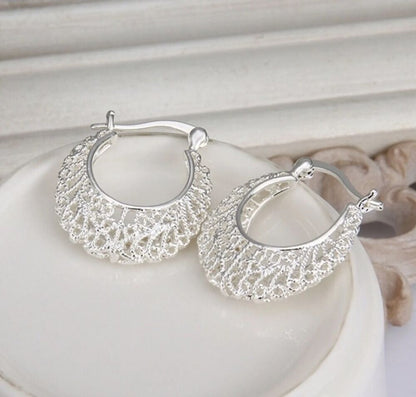 Womens 925 Sterling Silver Earrings 1.1 inch