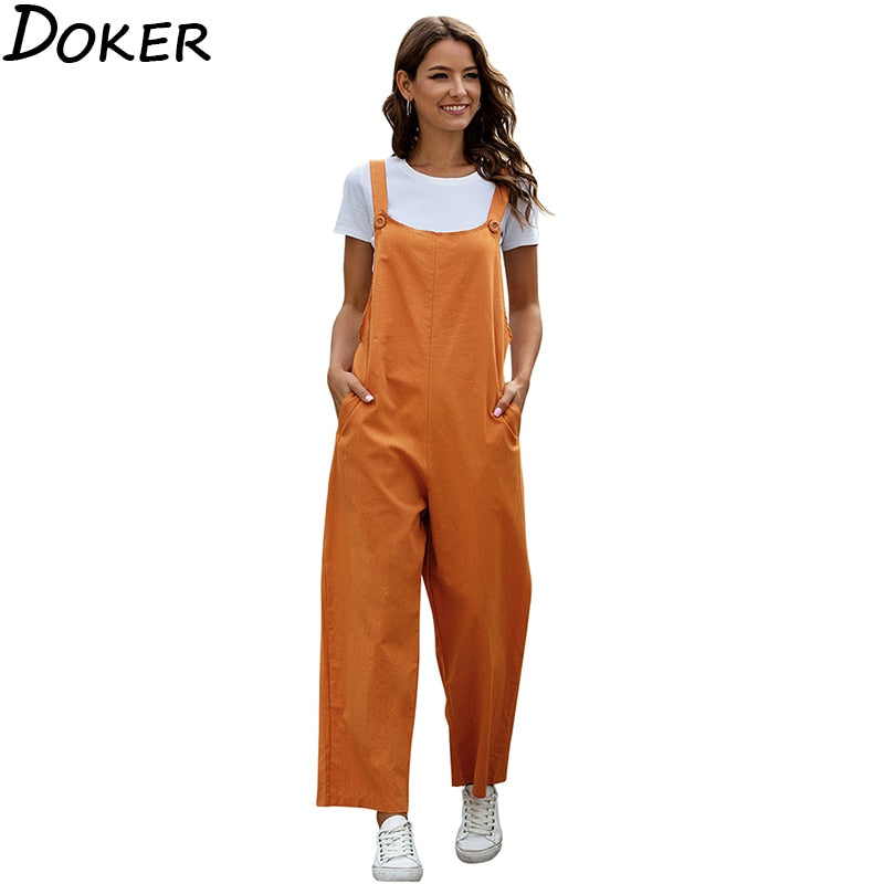 Fashion Women Girls Loose Solid Jumpsuit