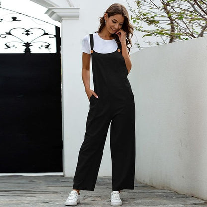 Fashion Women Girls Loose Solid Jumpsuit