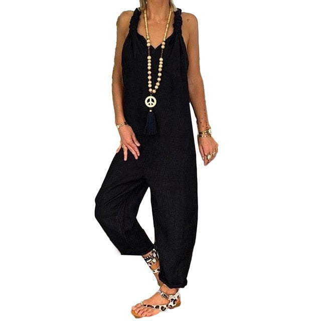 Women's Sleeveless Backless Knotted Jumpsuit