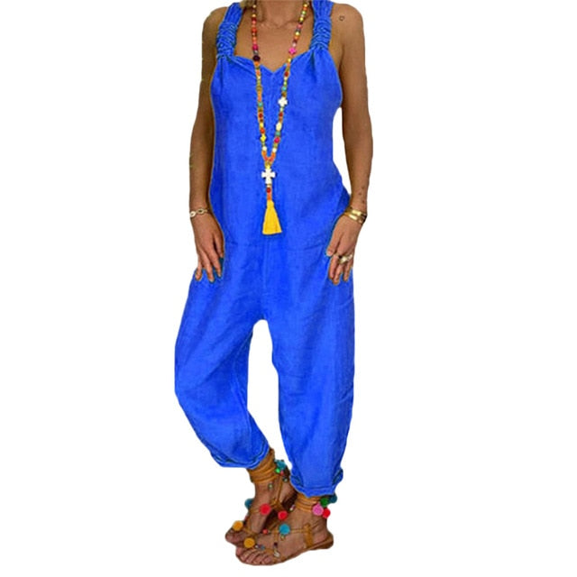 Women's Sleeveless Backless Knotted Jumpsuit