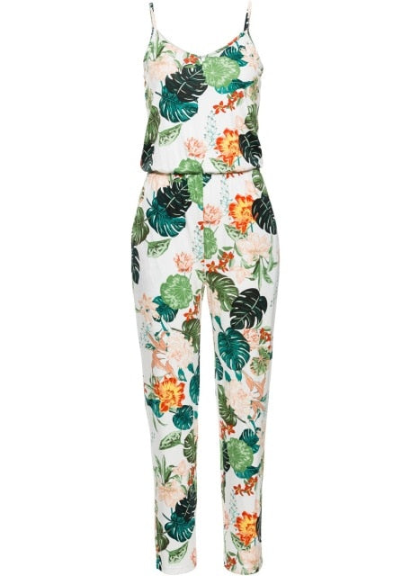 Strap Beach Boho Leaves Floral Print Romper