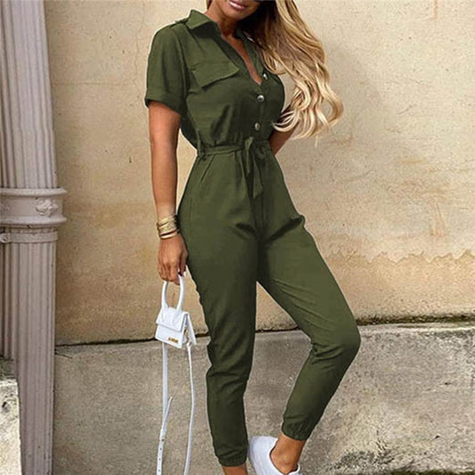 Short Sleeve Skinny Summer Women's Jumpsuit