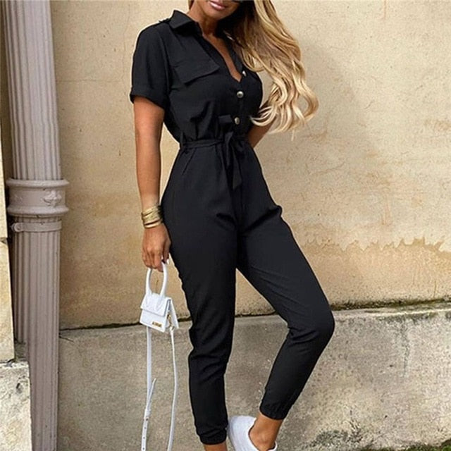 Short Sleeve Skinny Summer Women's Jumpsuit