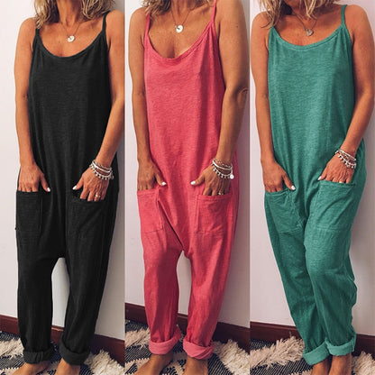 New women cargo pants loose Long wide leg playsuits