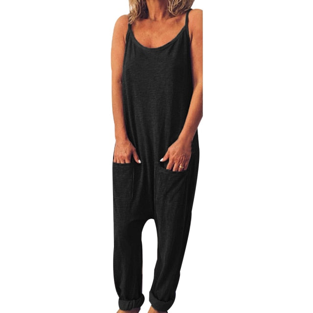 New women cargo pants loose Long wide leg playsuits