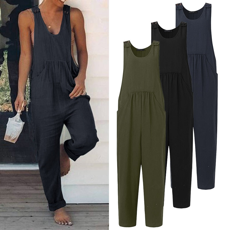 Casual Plus Size Women's Patchwork Jumpsuits