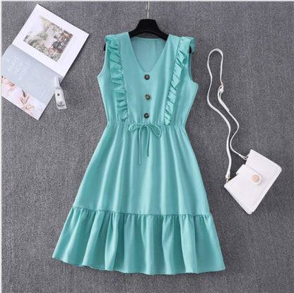 V-Neck High Waist Summer Dress For Women