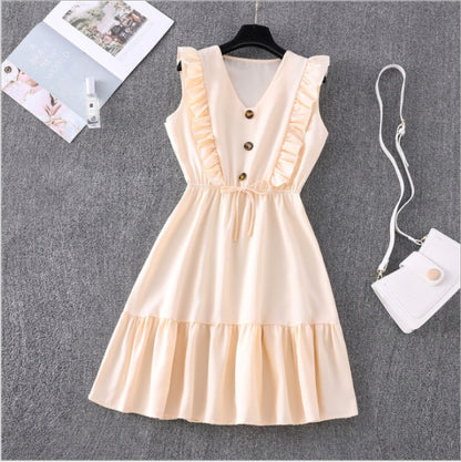 V-Neck High Waist Summer Dress For Women