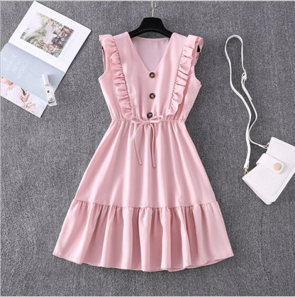 V-Neck High Waist Summer Dress For Women