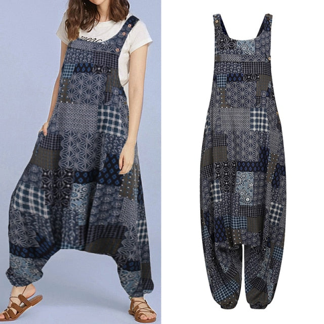 Plus Size Summer Dungarees Femme Bohemian Rompers