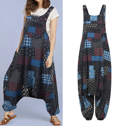 Plus Size Summer Dungarees Femme Bohemian Rompers