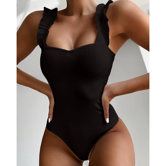 Vintage One Piece Ruffled Swimwear