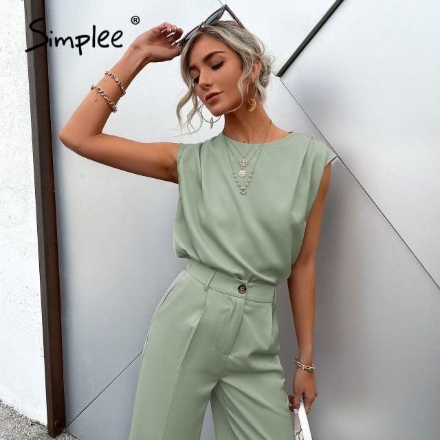 Sleeveless top straight leg shorts jumpsuit