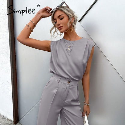 Sleeveless top straight leg shorts jumpsuit