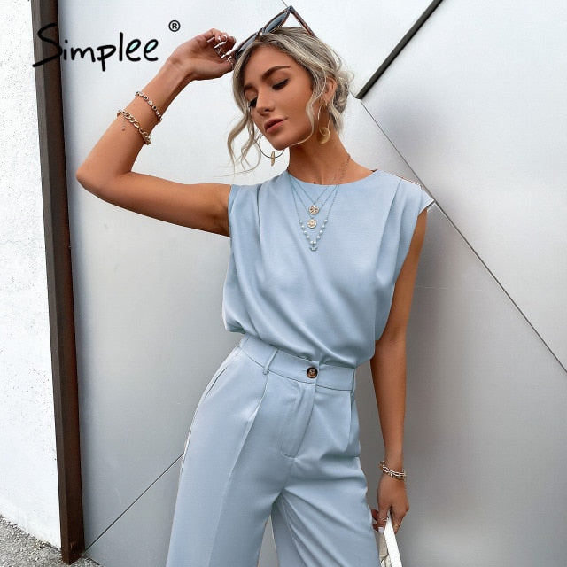 Sleeveless top straight leg shorts jumpsuit