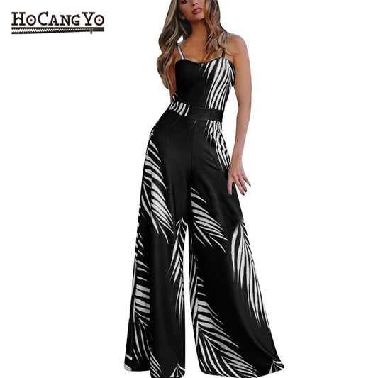 Women Plus Size Floral Print Black Wide Leg Jumpsuit