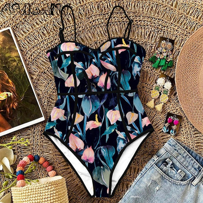 Monokini Print Swim Suit