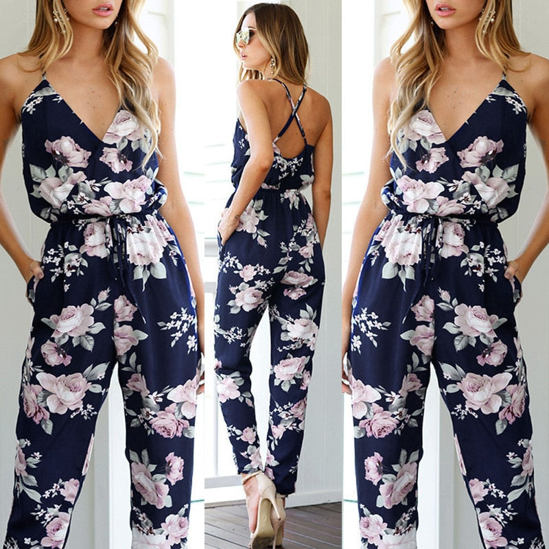 Women  Party V-Neck Floral Print Rompers