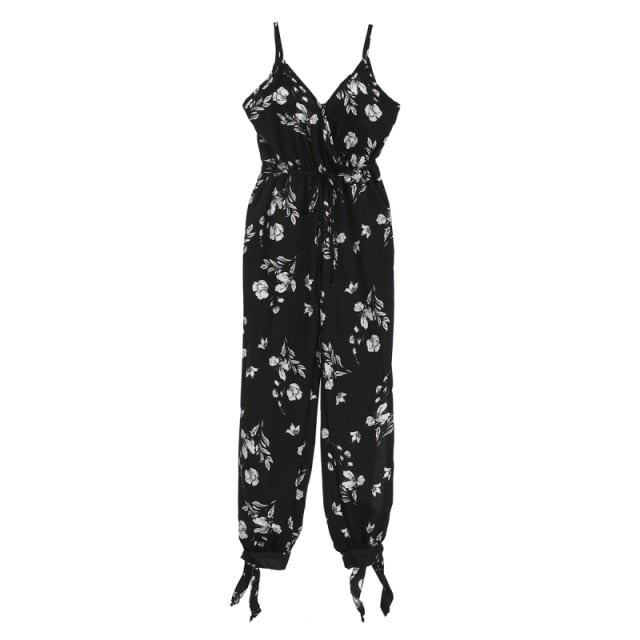 Women Casual Boho Floral Sleeveless Jumpsuits