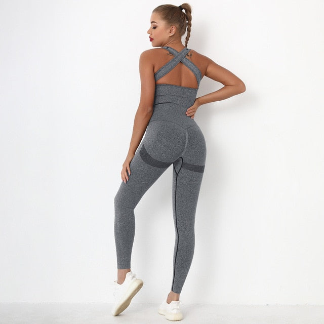 Woman Seamless Set Sporty Jumpsuit