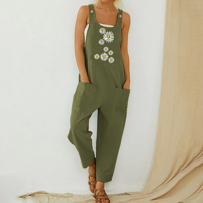 Vintage Sleeveless Straps Summer Harem Overall Jumpsuit