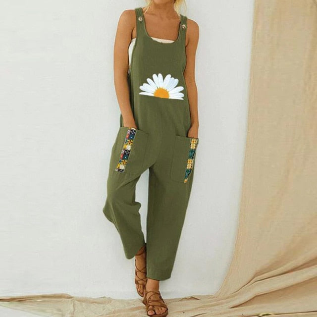 Vintage Sleeveless Straps Summer Harem Overall Jumpsuit