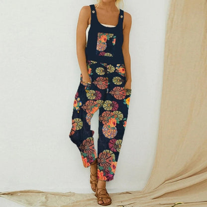 Vintage Sleeveless Straps Summer Harem Overall Jumpsuit