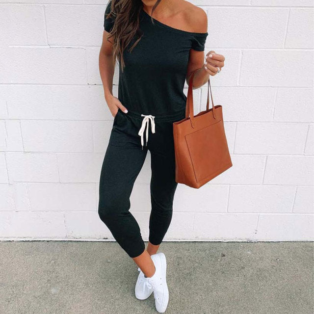 Summer Off Shoulder Long Jumpsuit